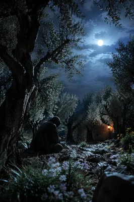 Gethsemane Olive Grove Prayer at Night