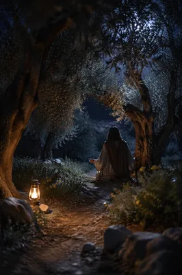 Moonlit Gethsemane Olive Grove Prayer