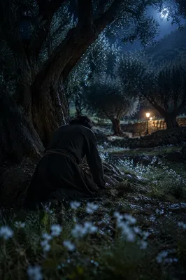 Gethsemane Olive Grove Moonlit Prayer