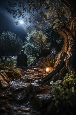 Moonlit Gethsemane Olive Grove Prayer Vigil