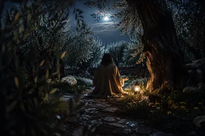 Gethsemane Olive Grove Prayer at Night