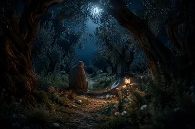 Gethsemane Olive Grove Prayer at Night
