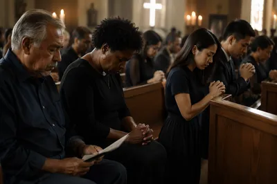 Somber Prayer Service in Church Sanctuary