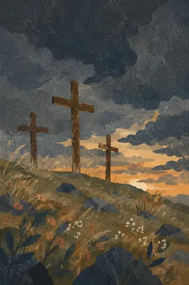 Good Friday Three Crosses on Dark Hill