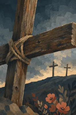 Good Friday Three Crosses on Dark Hill