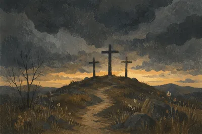 Good Friday Three Crosses on Dark Hill