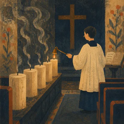 Good Friday Tenebrae Candles Extinguished in Chapel