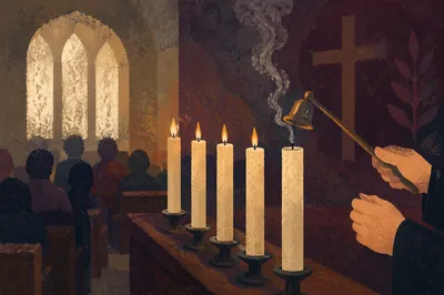 Good Friday Tenebrae Candles in Quiet Chapel