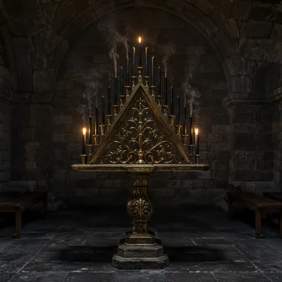 Good Friday Tenebrae Candles in Stone Chapel