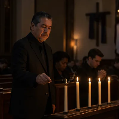 Candle Extinguishing in Church at Dusk