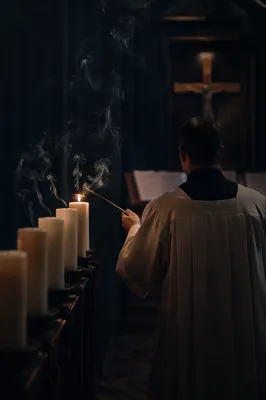 Good Friday Tenebrae Candles in Dim Chapel
