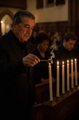 Candle Extinguishing in Church at Dusk