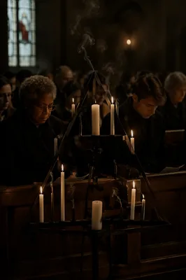 Candles Extinguished in Dim Chapel Service