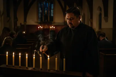 Candles Extinguished in Dim Church Interior
