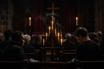 Candlelit Tenebrae Service in Dim Church