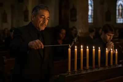 Candle Extinguishing in Church at Dusk