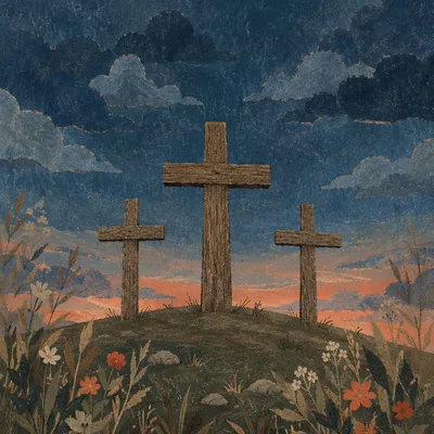 Good Friday Three Crosses Under Dark Sky