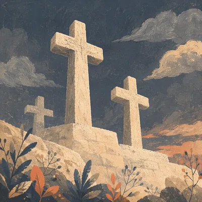 Good Friday Three Crosses Under Dark Sky