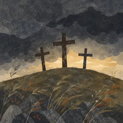 Good Friday Crosses Under Stormy Sky