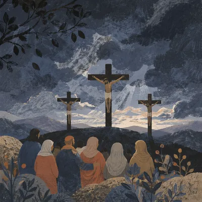 Good Friday Three Crosses Under Dark Sky