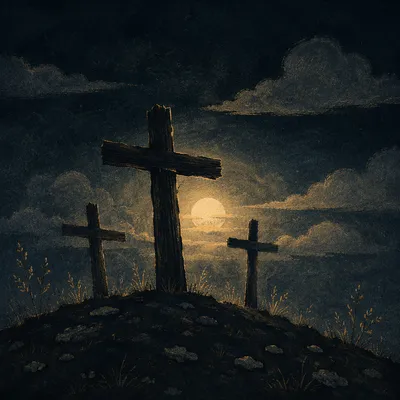 Good Friday Three Crosses Under Dark Sky