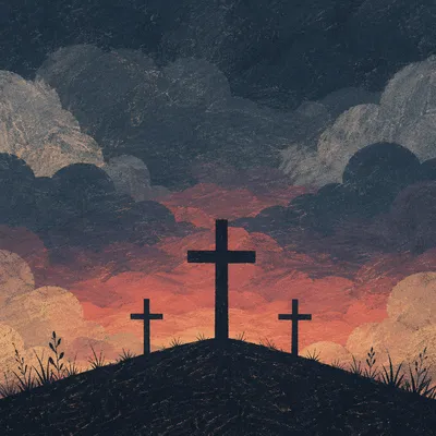 Good Friday Three Crosses Under Dark Sky