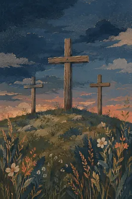 Good Friday Three Crosses at Twilight