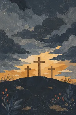 Good Friday Three Crosses Under Dark Sky