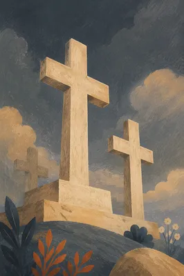 Good Friday Three Crosses Under Dark Sky