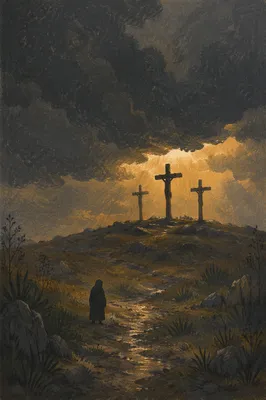 Good Friday Crosses Beneath Stormy Sky