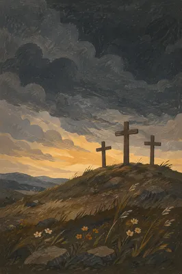 Good Friday Three Crosses Under Dark Sky