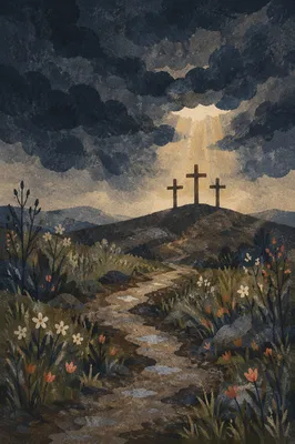 Good Friday Crosses Beneath Stormy Sky