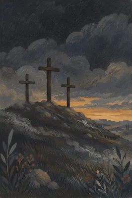 Good Friday Crosses Beneath Stormy Sky
