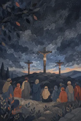 Good Friday Three Crosses Under Dark Sky
