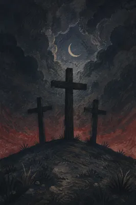 Good Friday Three Crosses Under Dark Sky