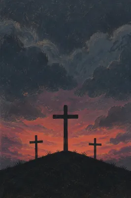 Good Friday Crosses Under Stormy Sky