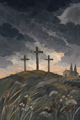 Good Friday Crosses Under Dark Sky
