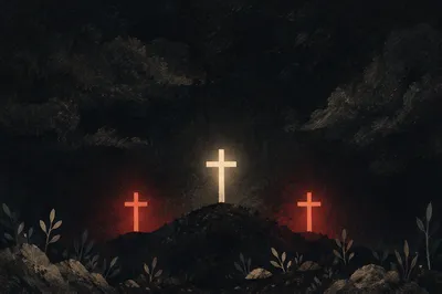 Good Friday Three Crosses Under Stormy Sky