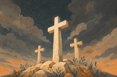 Good Friday Three Crosses Under Dark Sky