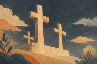 Good Friday Three Crosses Under Dark Sky