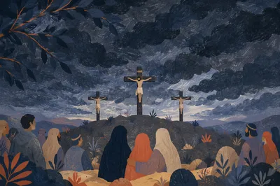Good Friday Three Crosses Under Dark Sky