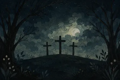 Good Friday Three Crosses Under Dark Sky
