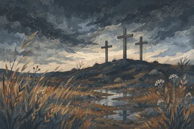 Good Friday Crosses Beneath Stormy Sky