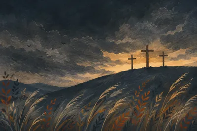 Good Friday Three Crosses Under Dark Sky