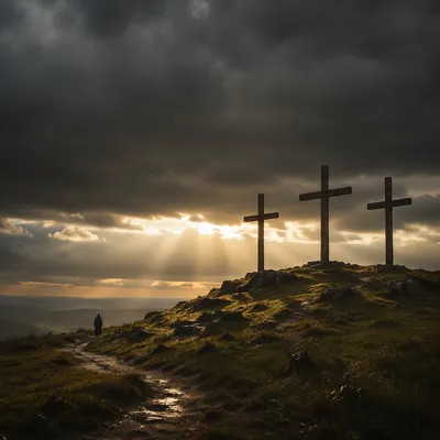 Good Friday Three Crosses Under Storm Sky
