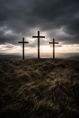 Good Friday Three Crosses Under Storm Sky
