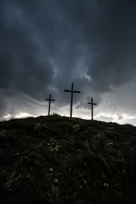 Good Friday Crosses Beneath Stormy Sky