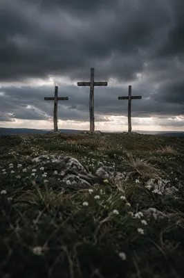 Good Friday Three Crosses Under Stormy Sky