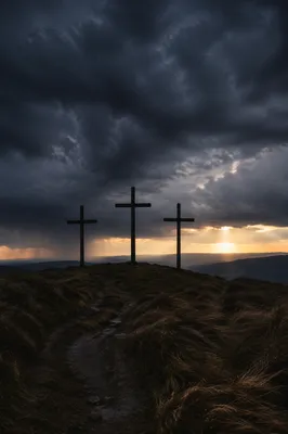 Good Friday Crosses Beneath Stormy Sky