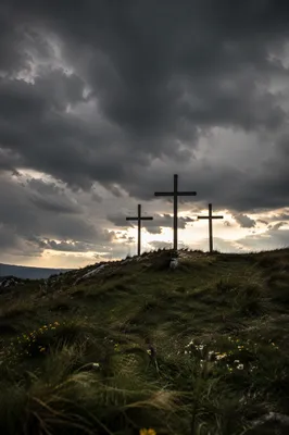 Good Friday Three Crosses Under Dark Sky